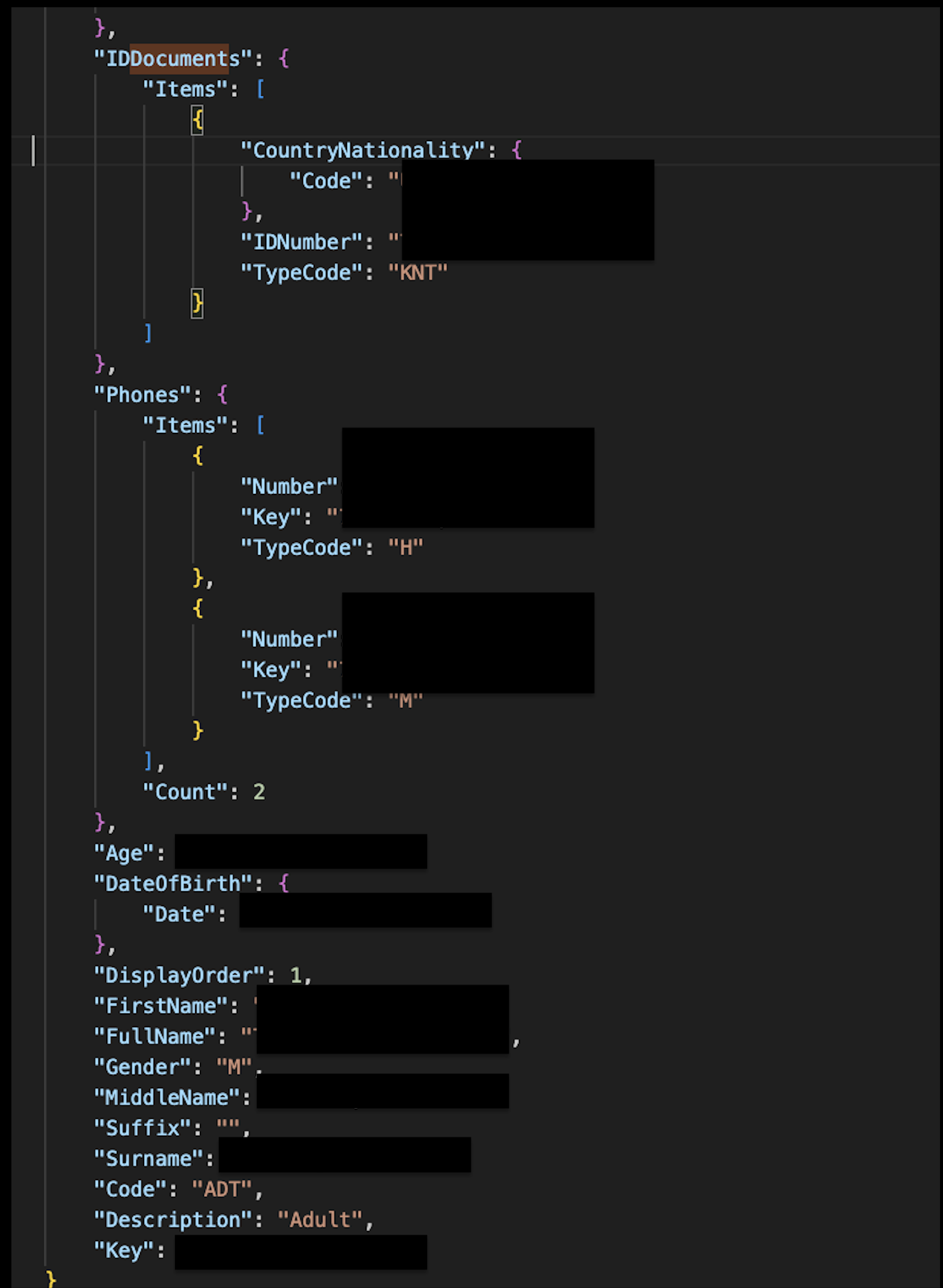 Known Traveler Number in API response