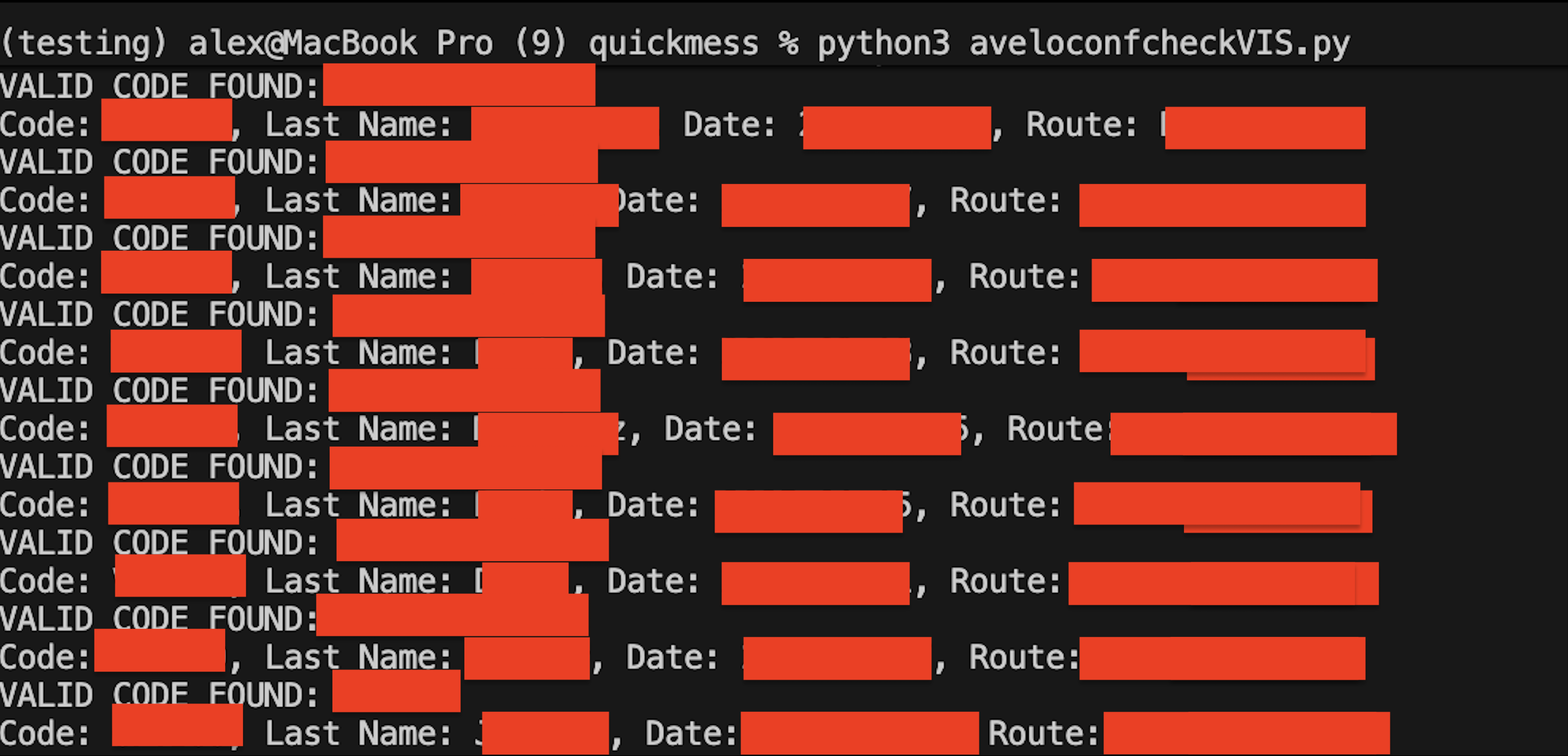 Valid reservation codes being discovered